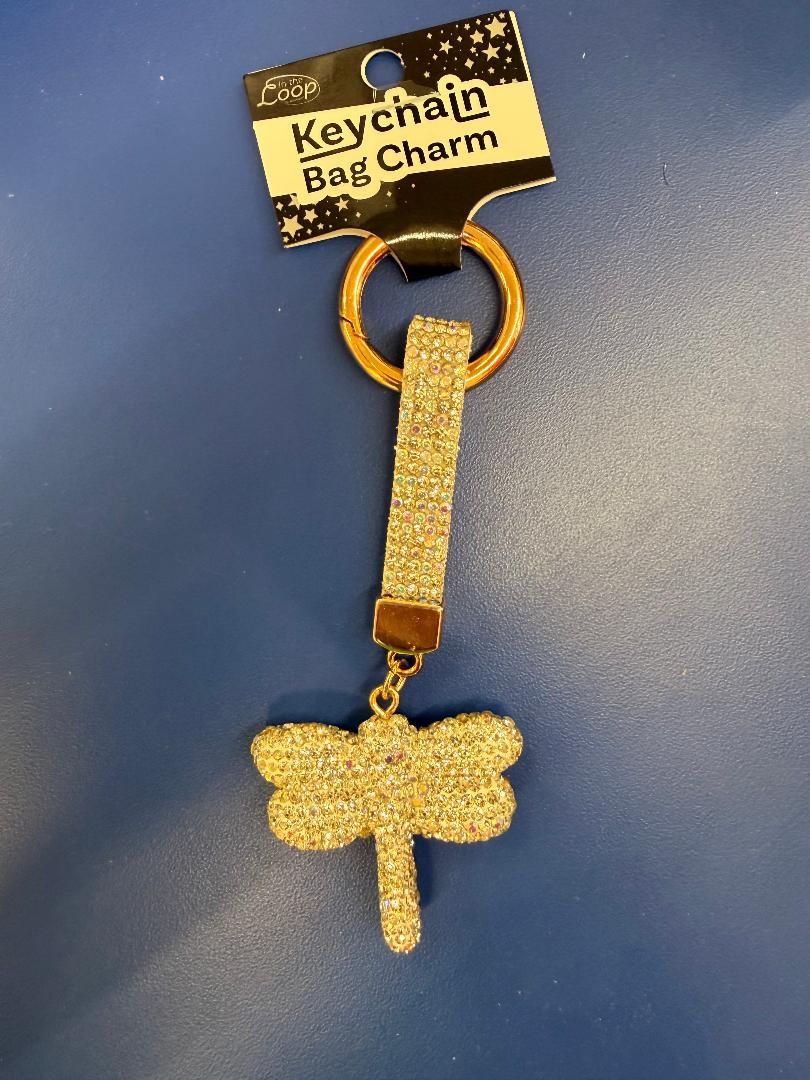 Dragonfly Gemmed Bag Charm / Key Chain