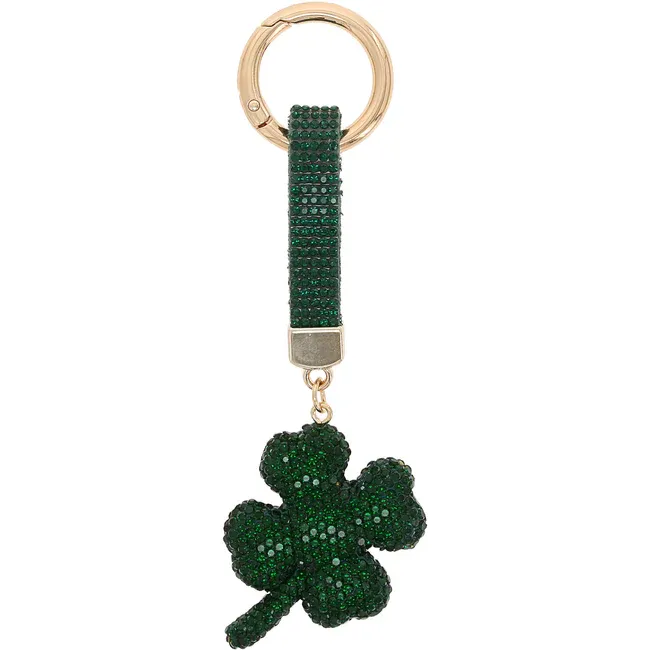 Lucky Clover Gemmed Bag Charm / Key Chain