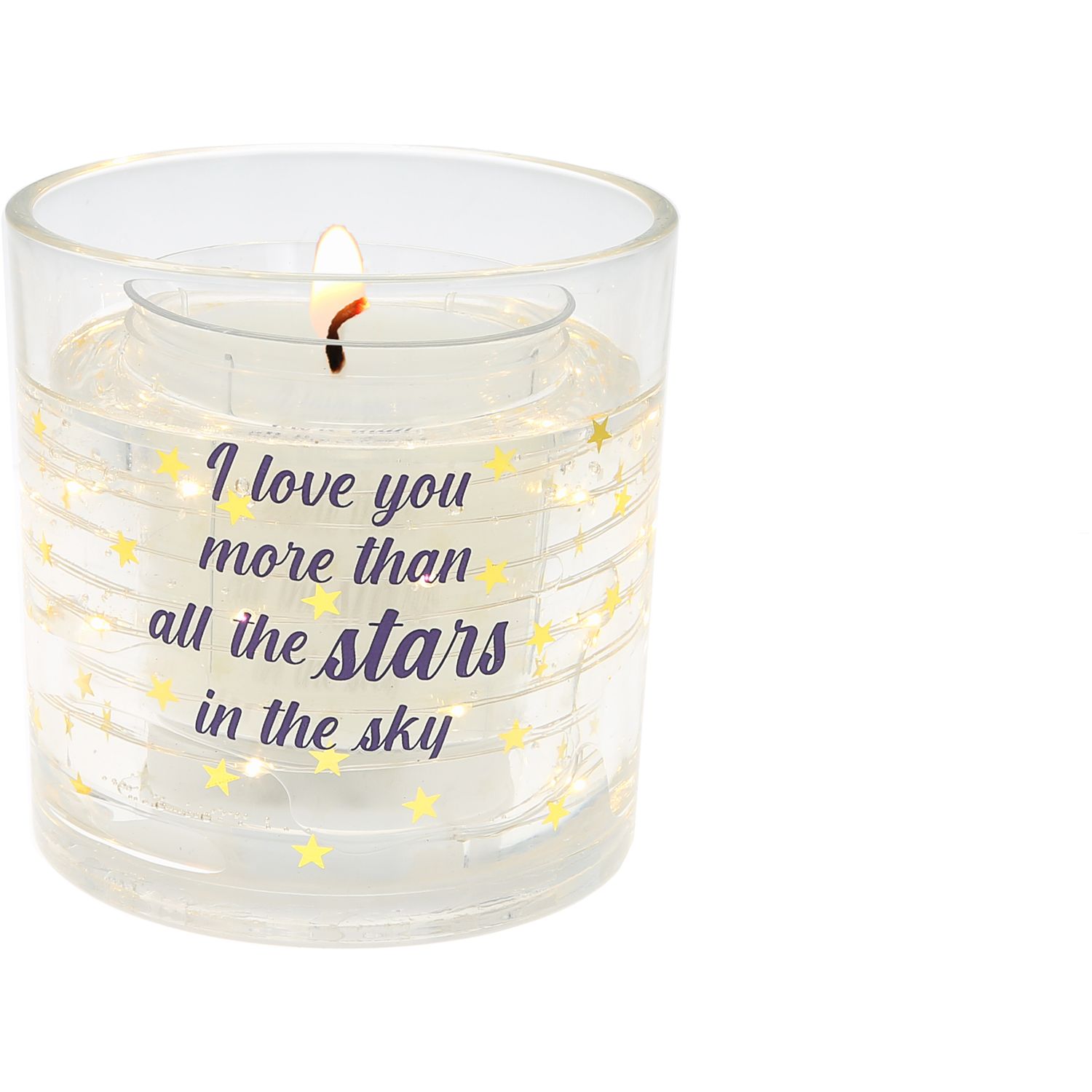 Stars 5 oz Refillable Soy Wax Candle with LED Accents