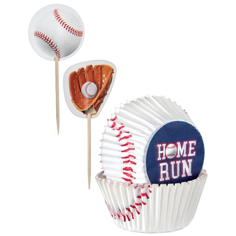 Home Run Baseball Cupcake Cases &amp; Picks