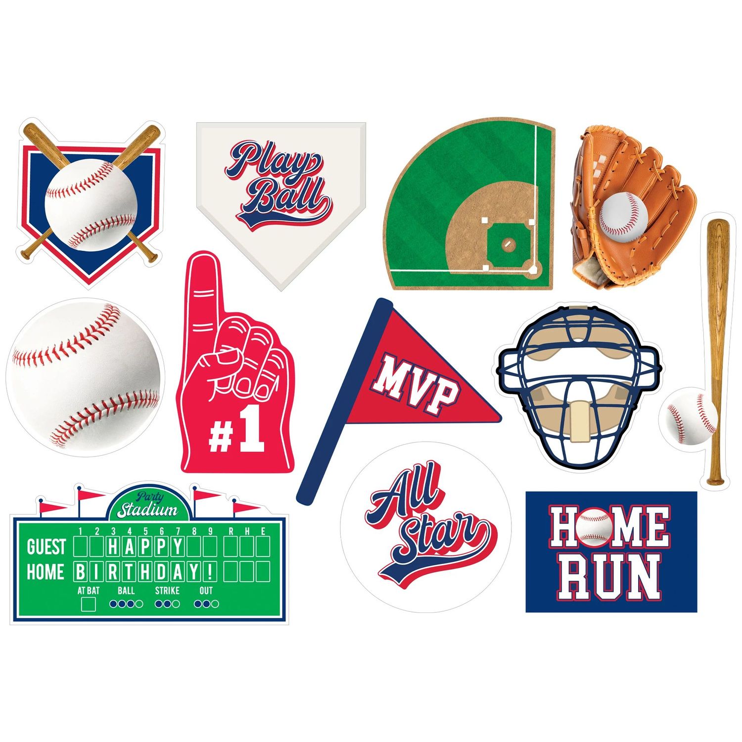 Home Run Baseball Cutouts - 12 Count