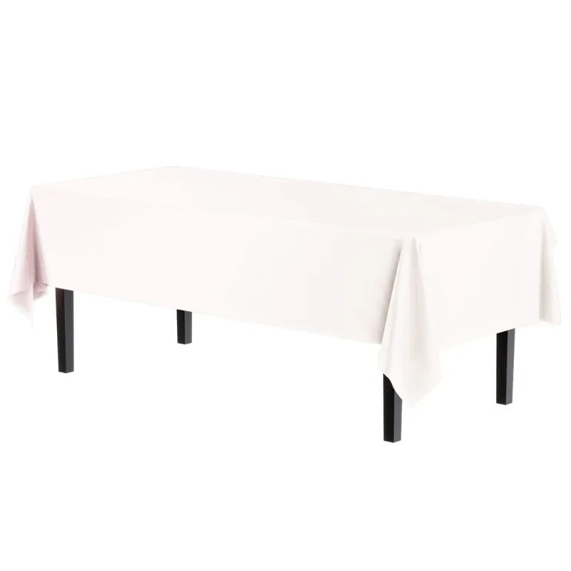 White Plastic Table Cover - 54inX108in