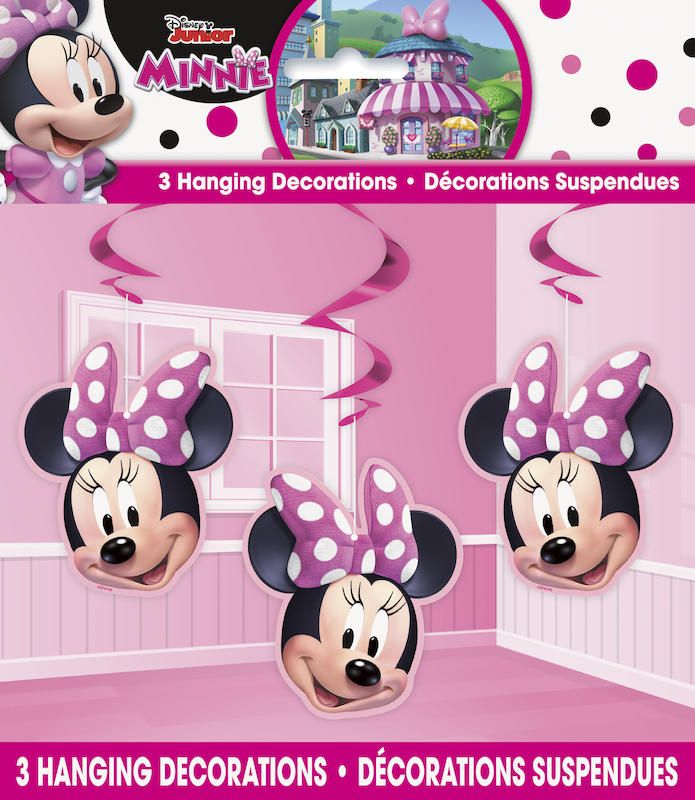 Minnie Mouse Swirl Hanging Decorations - 3 Count