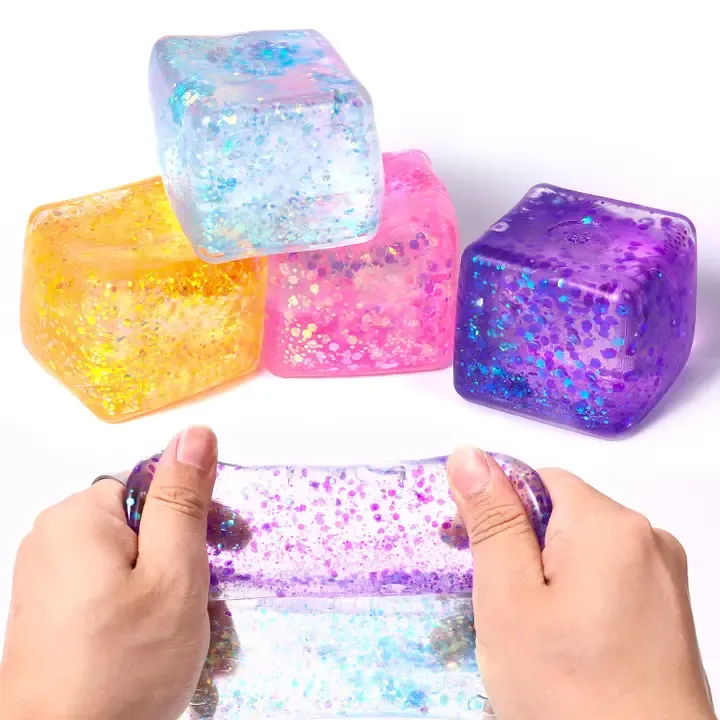 Glitter Ice Cube Squishy - 2.55in