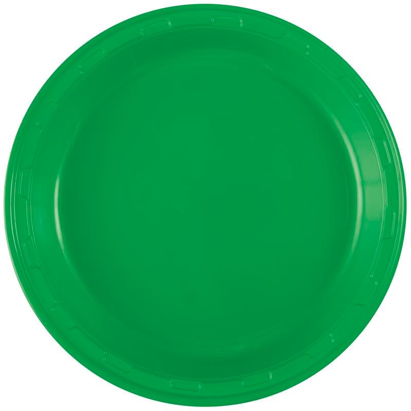 Green Plastic 10in Plates - 50 Count