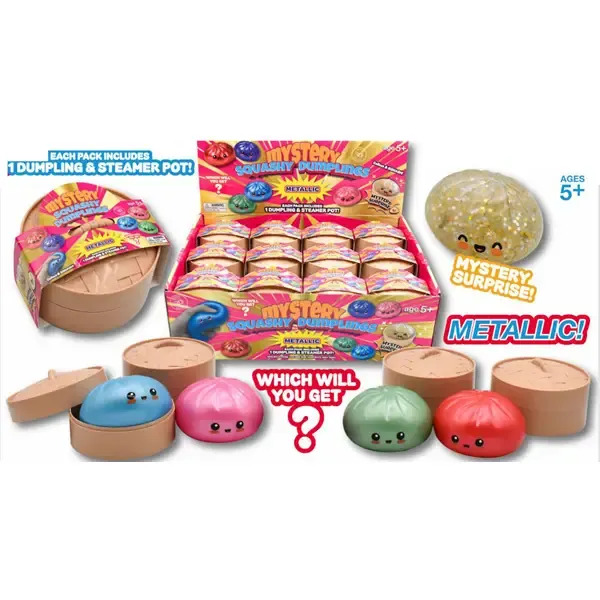 Mystery Squashy 4" Happy Face Metallic Dumplings
