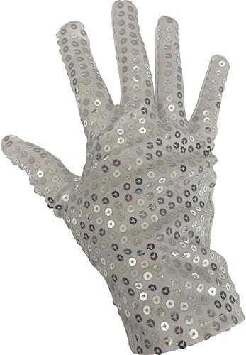 Single Right Handed Silver Sequin Glove Costume Accessory