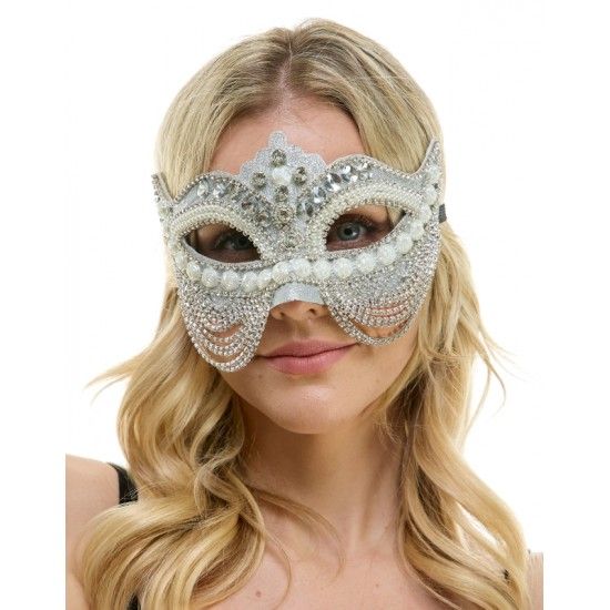 Silver Jeweled Half Mask