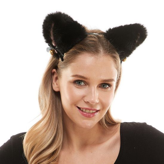Black Furry Ears Headband