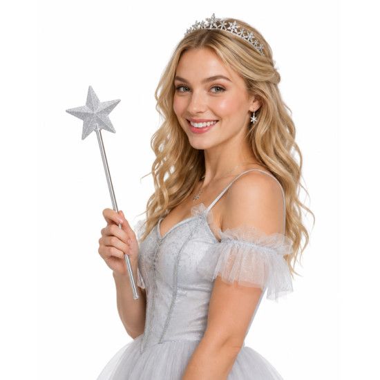 17" Silver Glitter Fairy Wand