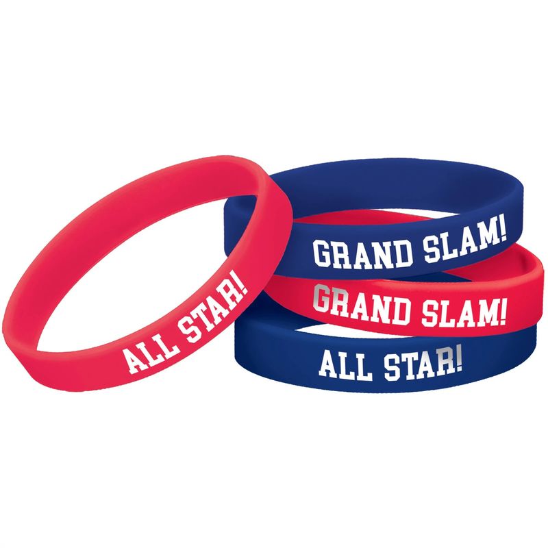 Baseball Rubber Bracelets - 6 Count