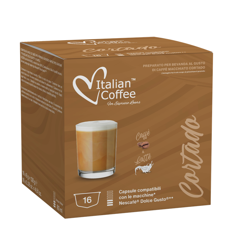 Italian Coffee Dolce Gusto Cortado Macchiato x16 capsules Italian Coffee Dolce Gusto Cortado Macchiato x16 capsules