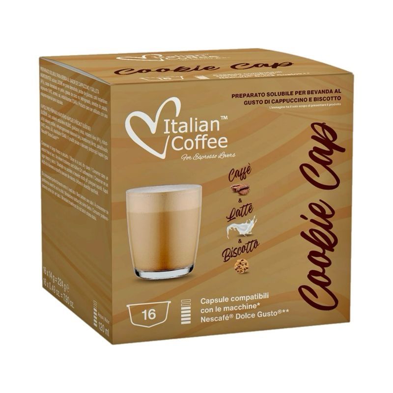 Italian Coffee Dolce Gusto COOKIES Cappuccino/latte x16 capsules