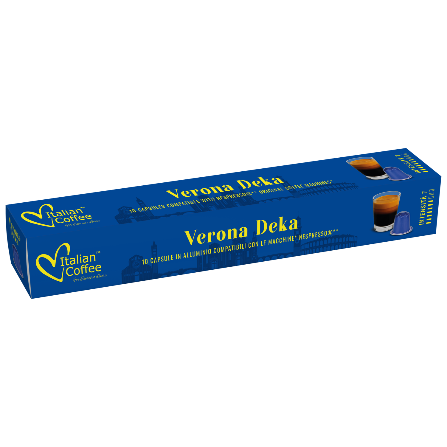 Italian coffee Nespresso Prime Aluminium Verona Decoffein espresso x10 capsules