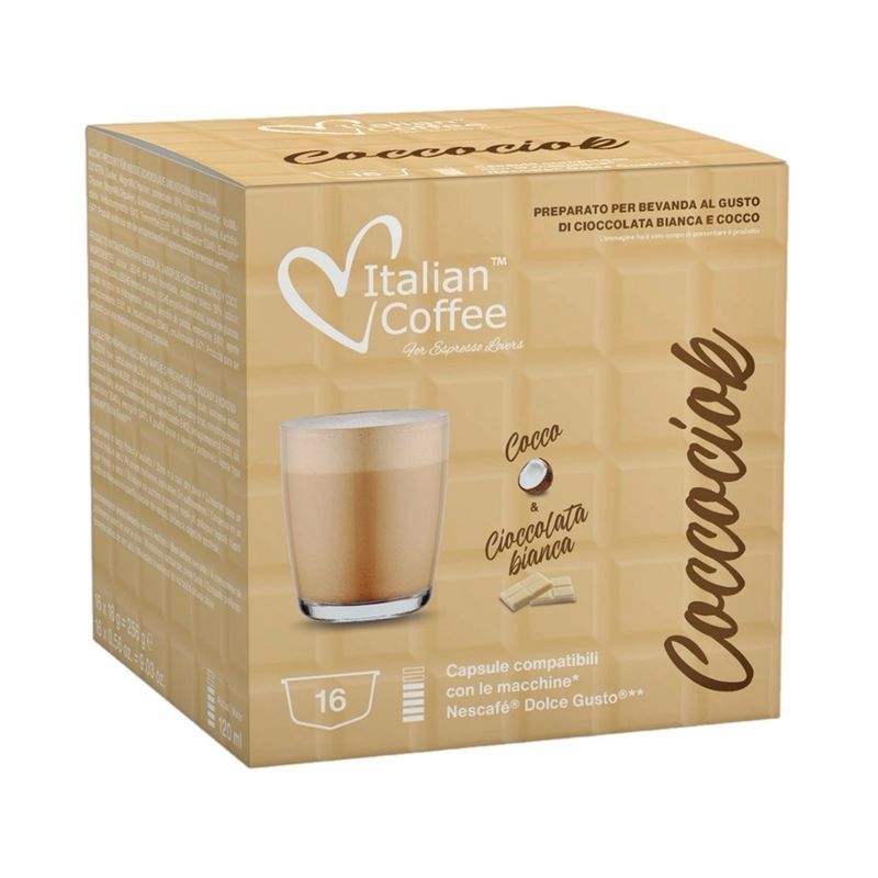 Italian Coffee Coccociok RAFFAELLO inspired hot white chocolate х16 capsules Italian Coffee Coccociok RAFFAELLO inspired hot white chocolate х16 capsules