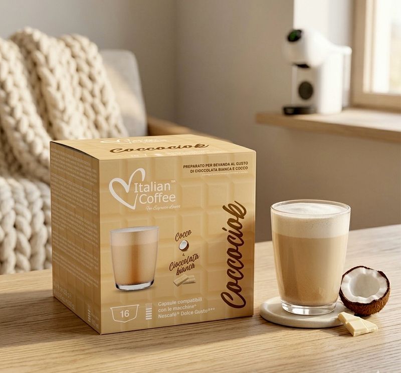 Italian Coffee Dolce Gusto Coccociok RAFFAELLO inspired hot white chocolate х16 capsules