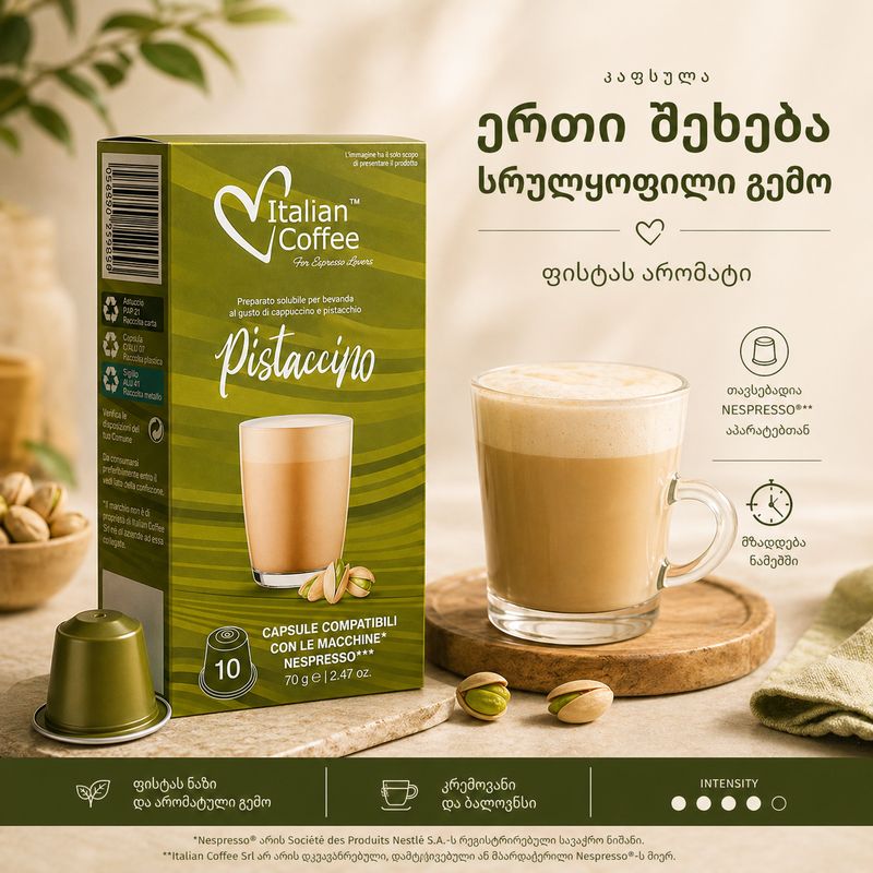 Italian Coffee Nespresso Pistacchio macchiato х10 capsules