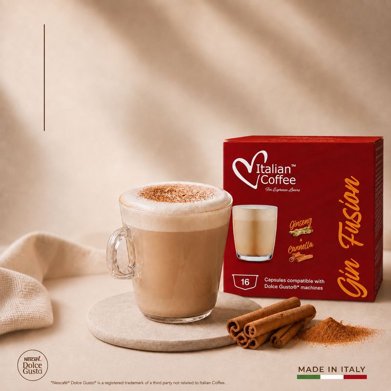 Italian Coffee Dolce Gusto, Coffee &amp; Ginseng with Cinnamon x16 capsules