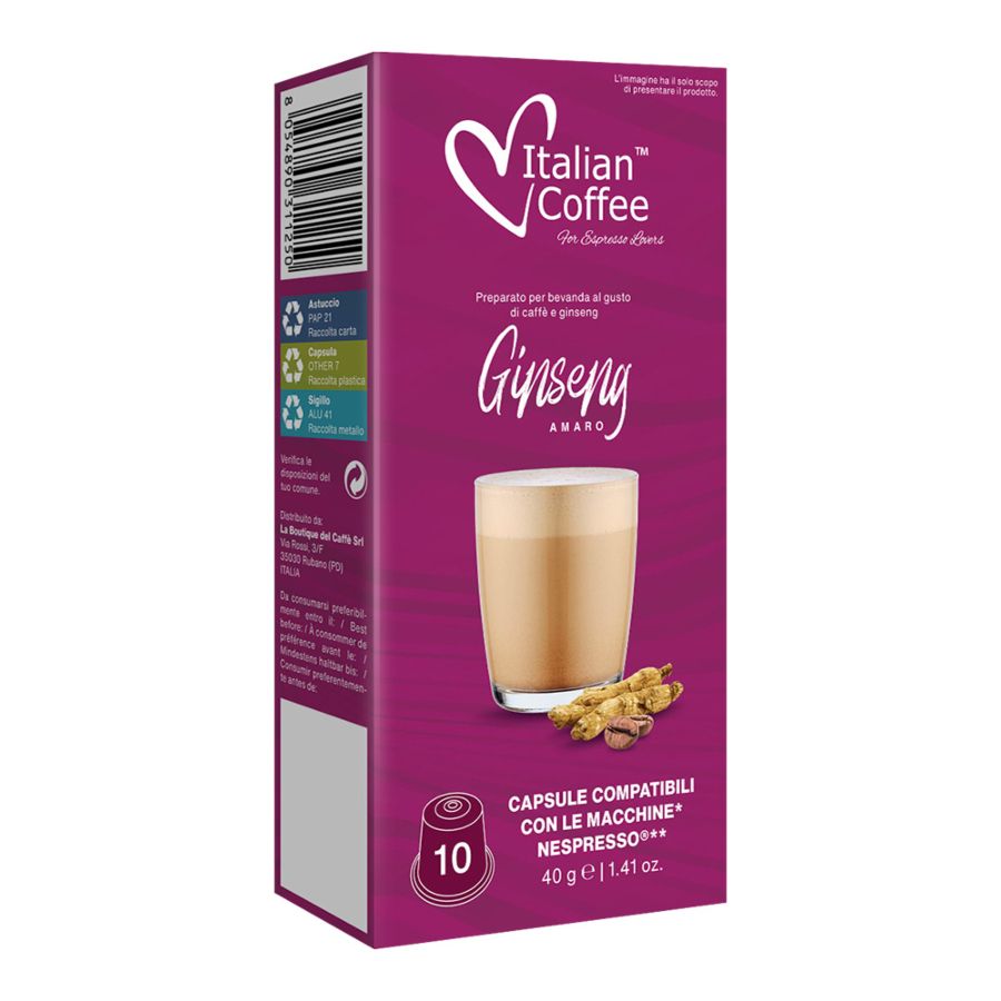 Italian Coffee Nespresso Ginseng bitter x10 capsules