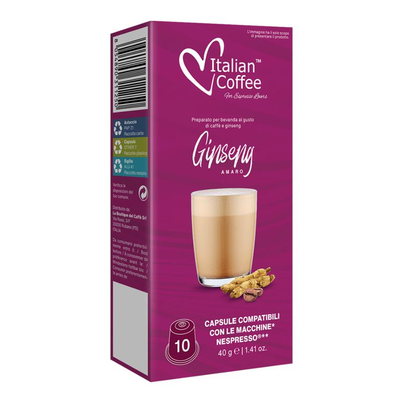 Italian Coffee Nespresso Ginseng bitter x10 capsules