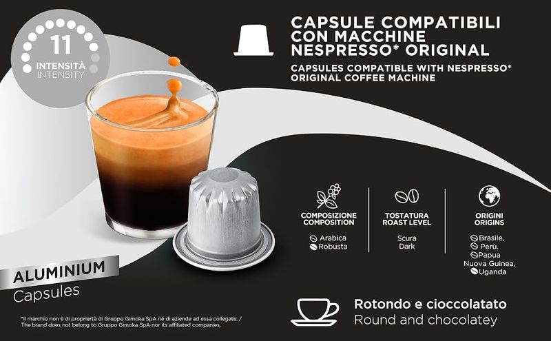 Gimoka Nespresso Espresso Ristretto Premium Aluminium x50 capsules