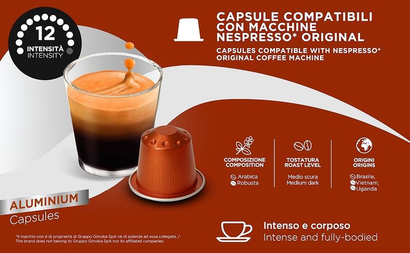 Gimoka Nespresso Forte Premium Aluminium x10 capsules