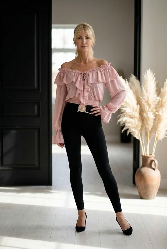 Czarne Legginsy Modelujące z Wysokim Stanem i paskiem La Diva