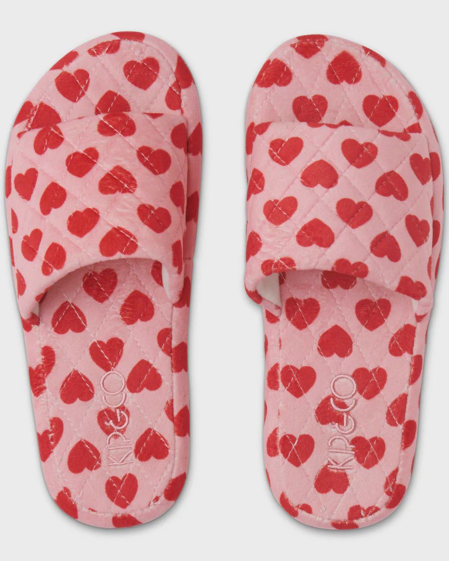 Kip &amp; Co: I Heart You Quilted Velvet Adult Slippers Size 39/40