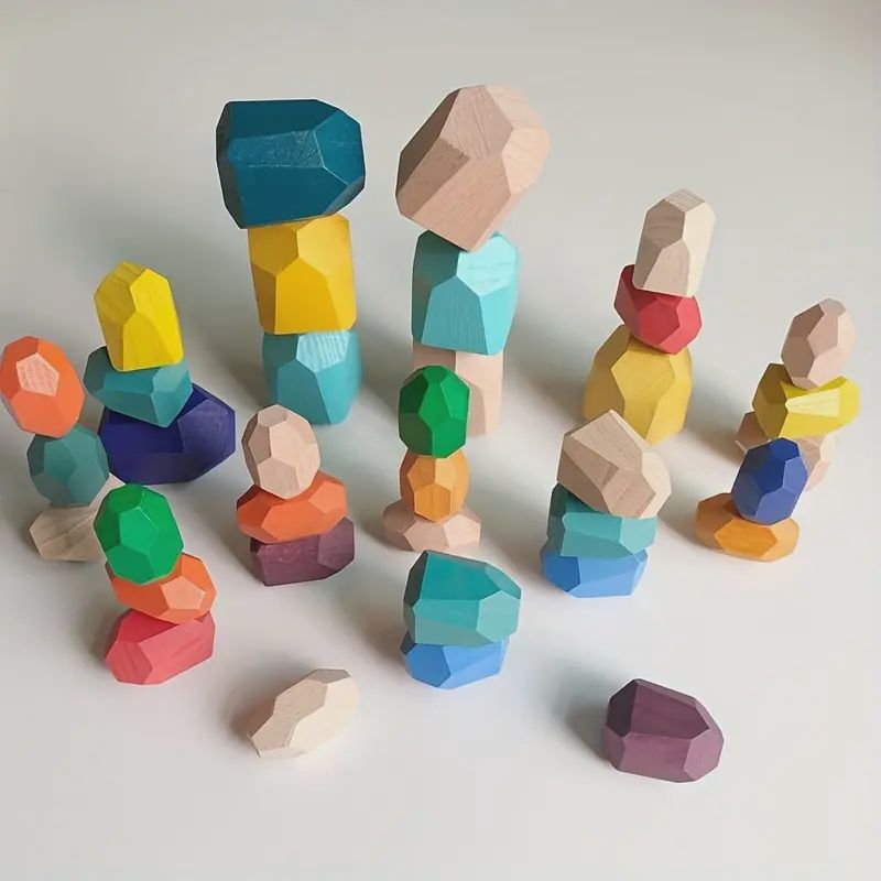 Colourful Wooden Stacking Stones Set - 36pcs