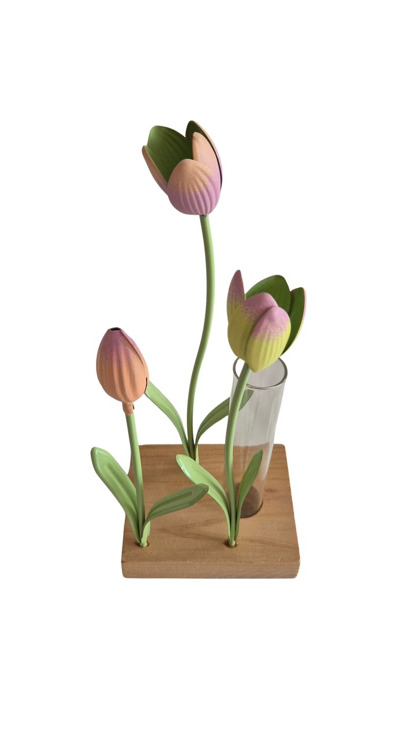 Tulpjes met vaasje van metaal