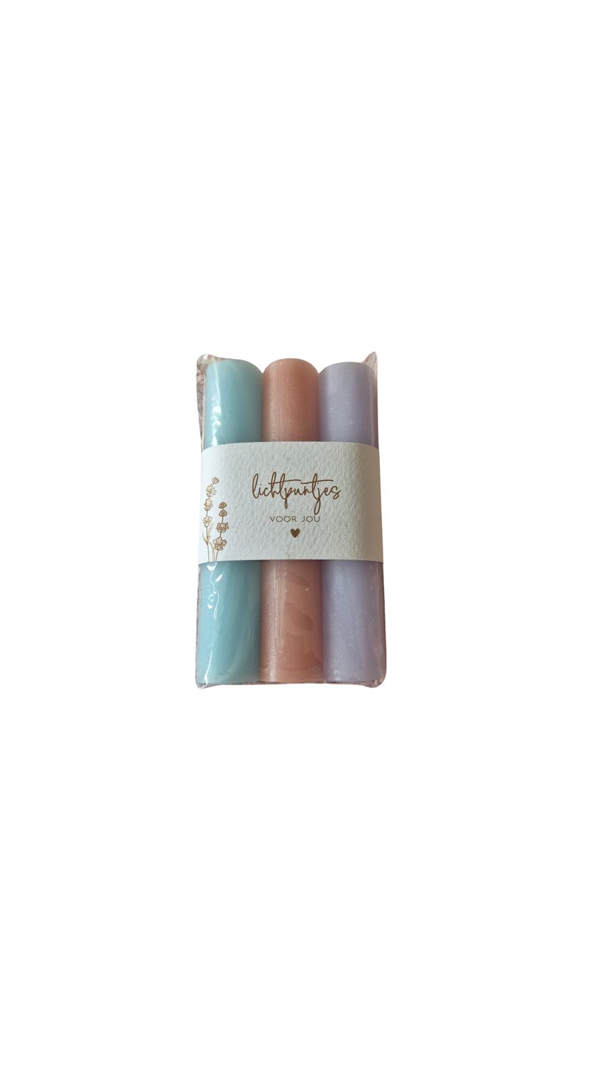 Dinerkaarsen (3 stuks)  met tekst