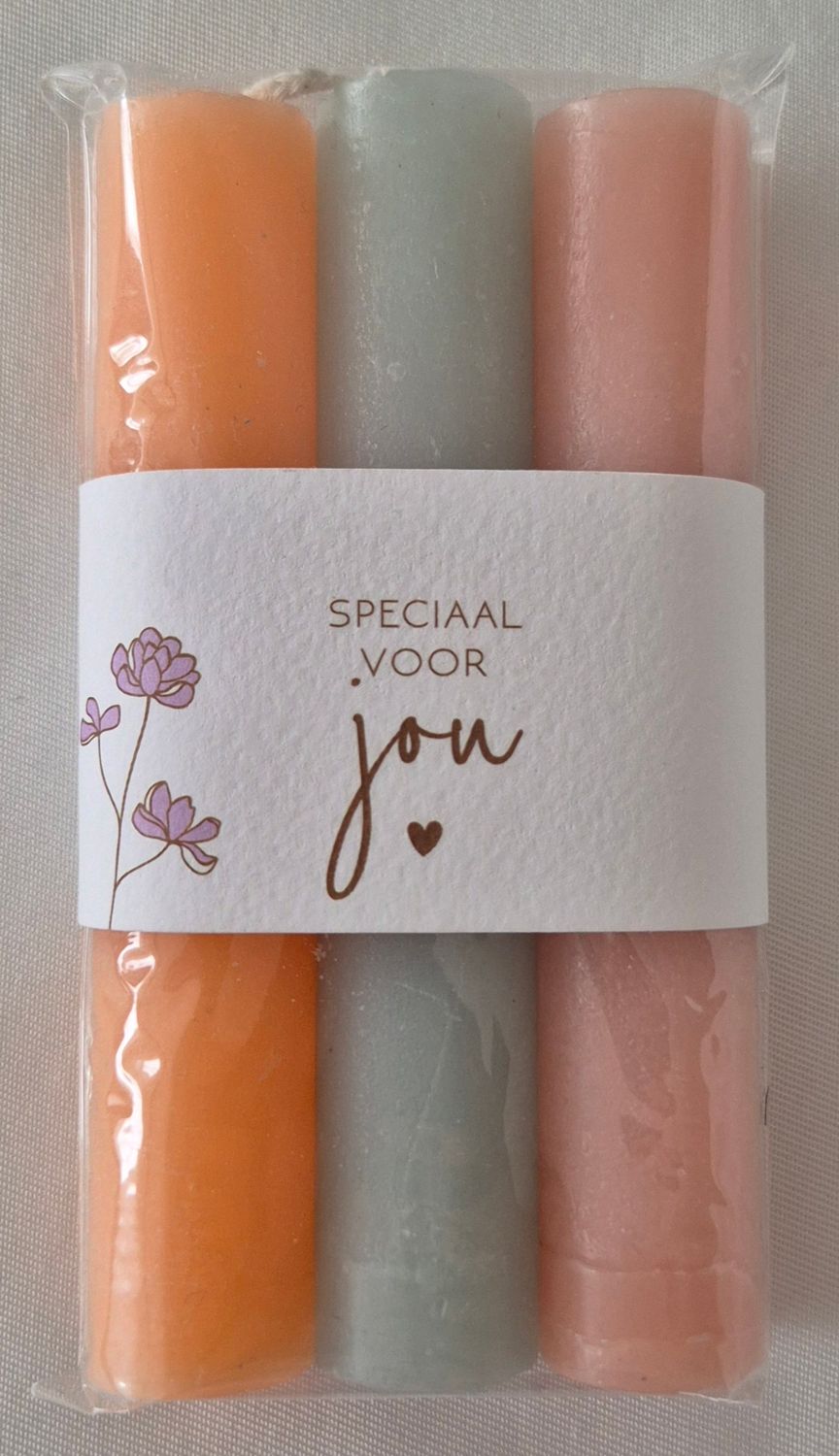 Kaarsjes (3 stuks) met tekst: 'Speciaal voor jou'