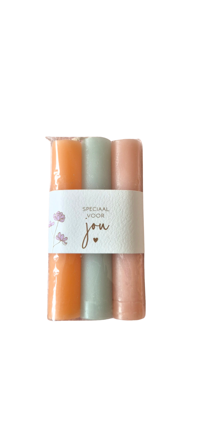 Kaarsjes (3 stuks) met tekst: 'Speciaal voor jou'