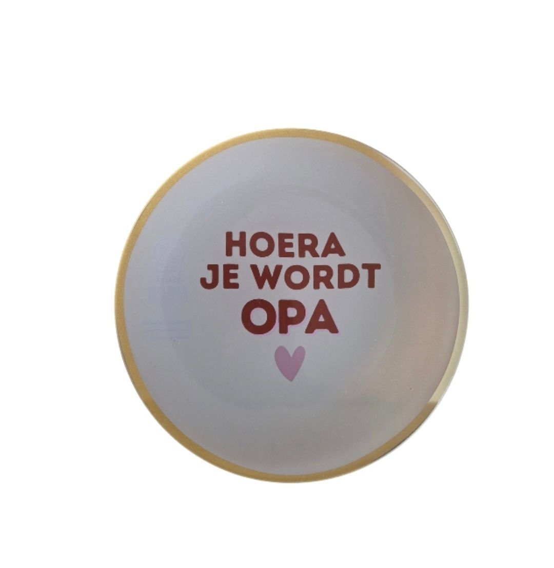 Glazen bordje 'Hoera, je wordt opa'