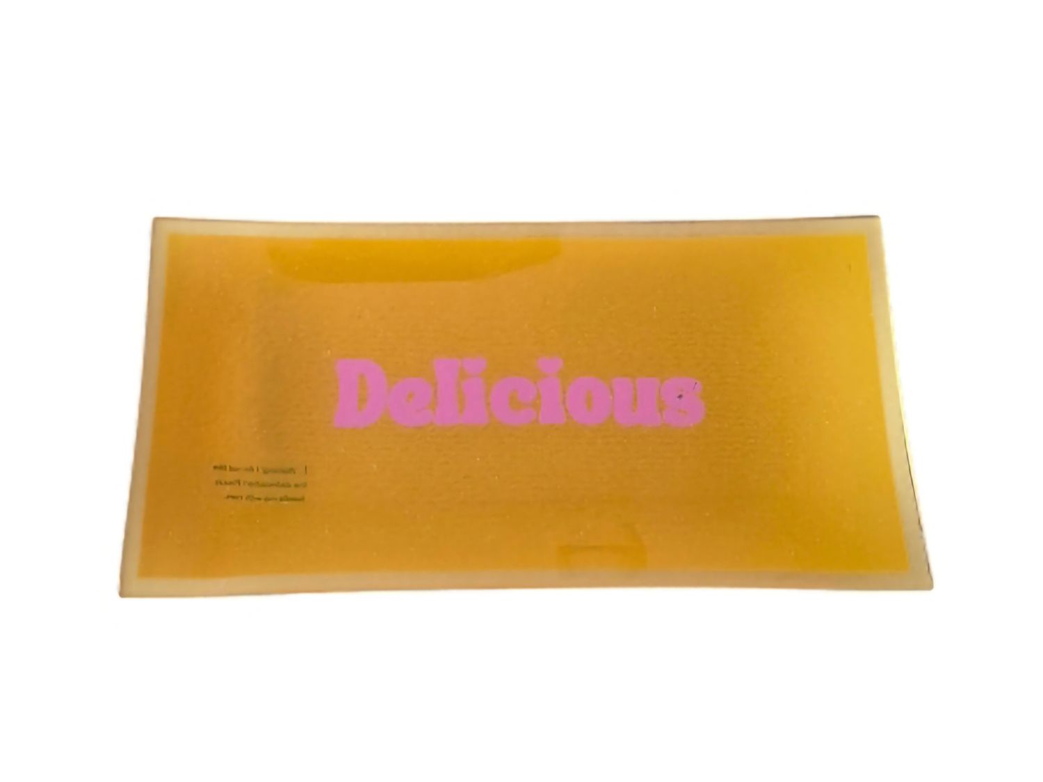 Glazen bordje rechthoek 'Delicious'