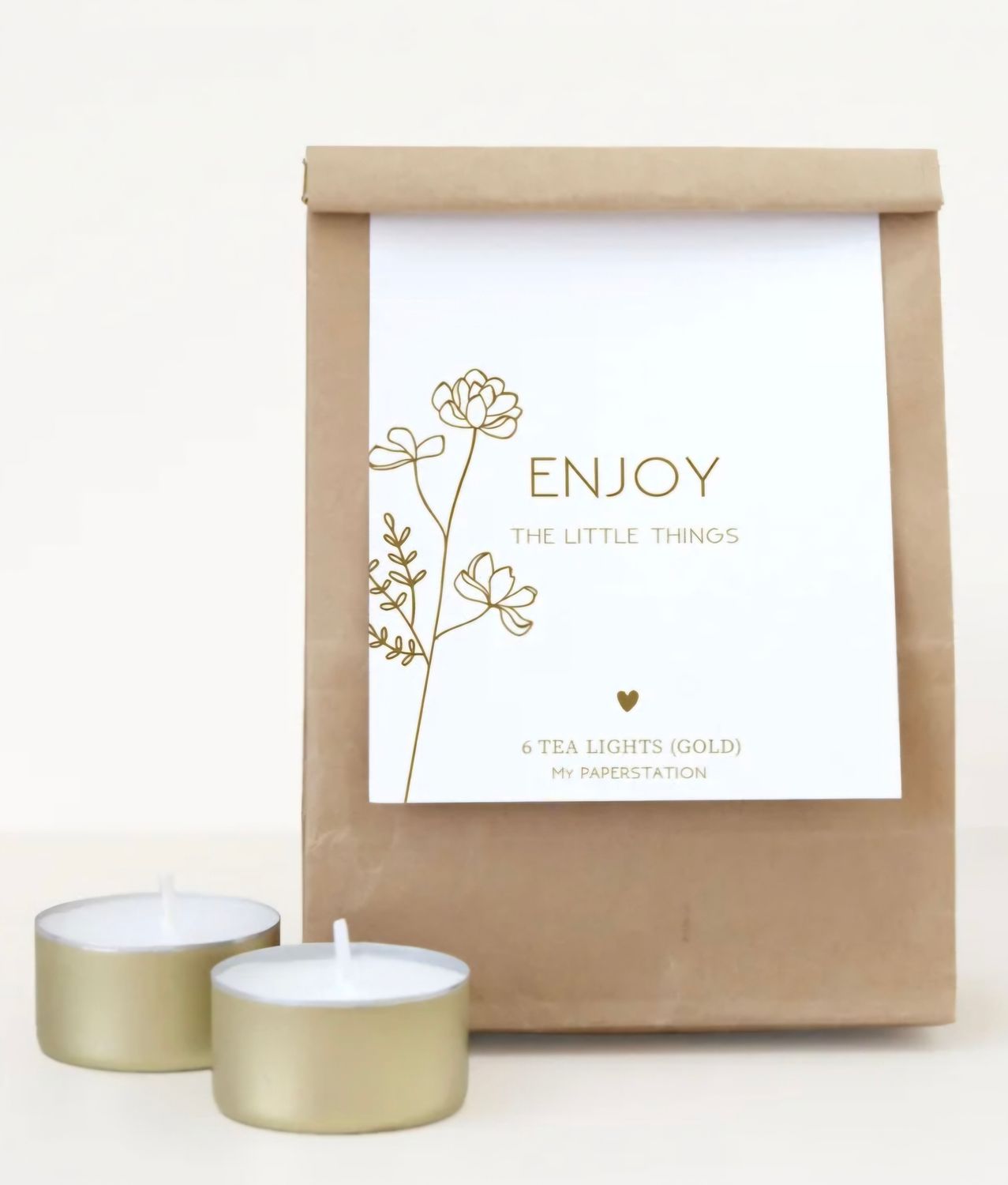 Waxinelichtjes 'Enjoy the little things'