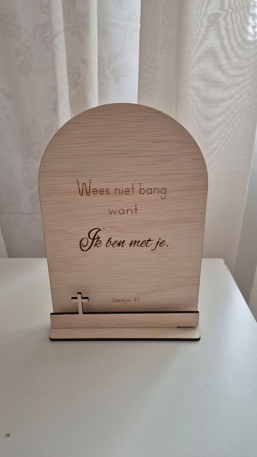 Tekstbord ' Wees niet bang, want Ik ben met je'