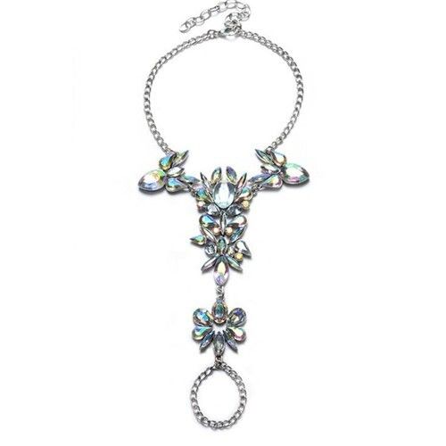 Rhinestone Rabits and Flowers Design Women Fashion Anklet - Luminous White