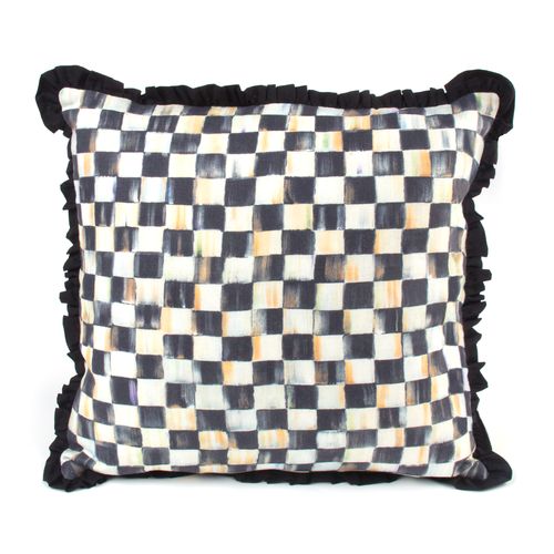 courtly check ruffled square throw pillow