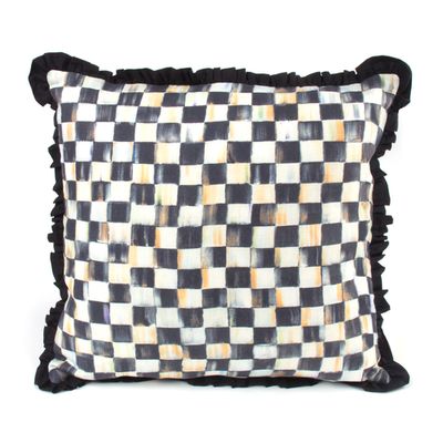 courtly check ruffled square throw pillow
