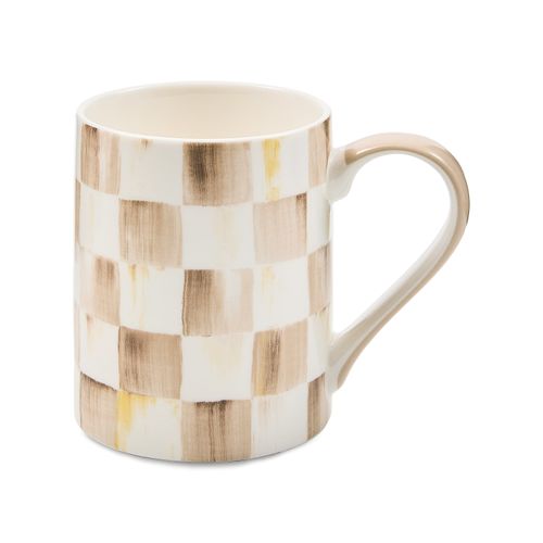 mocha check porcelain mug