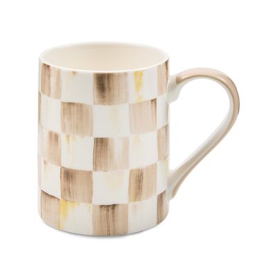 mocha check porcelain mug
