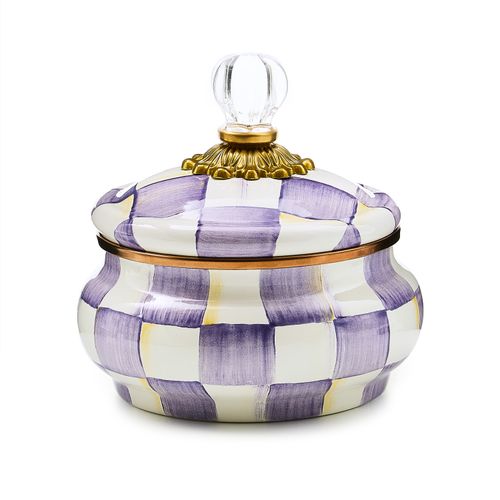 violet check squashed pot
