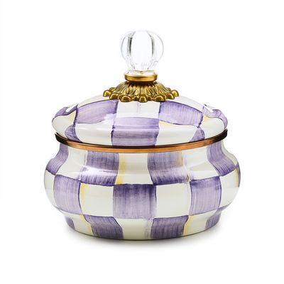 violet check squashed pot