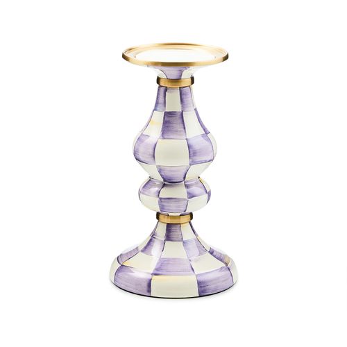 violet check medium pillar candlestick