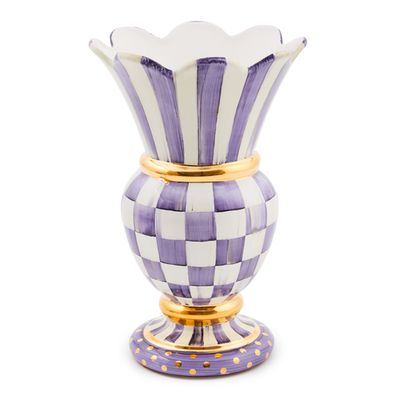 plum check ceramic great vase