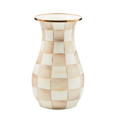 mocha check tall vase