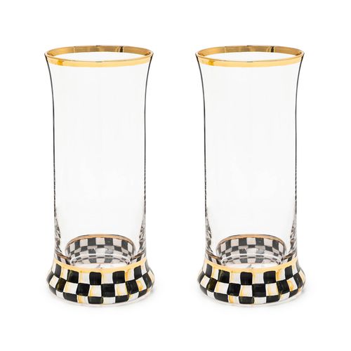 courtly check highball glass, set of 2