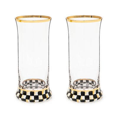 courtly check highball glass, set of 2