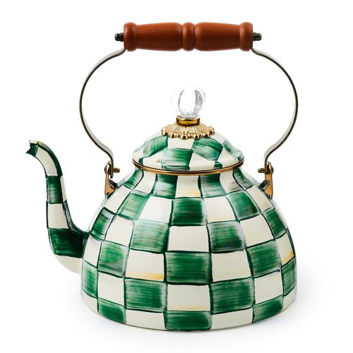 emerald check 3 quart tea kettle